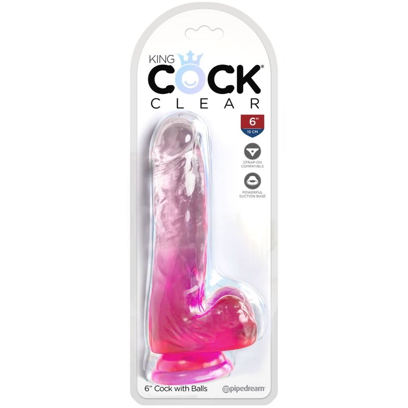 KING COCK - CLEAR PENE REALISTICO CON SFERE 13.5 CM ROSA - KING COCK | Lingerie Harness Boutique
