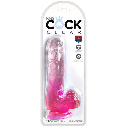 KING COCK - CLEAR PENE REALISTICO CON SFERE 13.5 CM ROSA - KING COCK | Lingerie Harness Boutique
