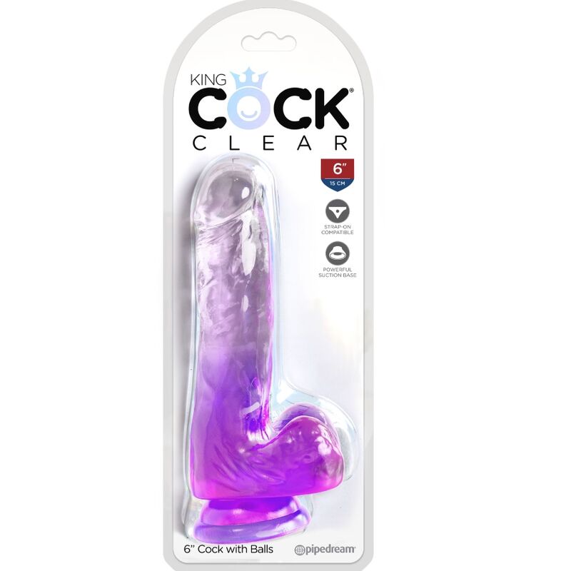 KING COCK - CLEAR PENE REALISTICO CON SFERE 13.5 CM VIOLA - KING COCK | Lingerie Harness Boutique
