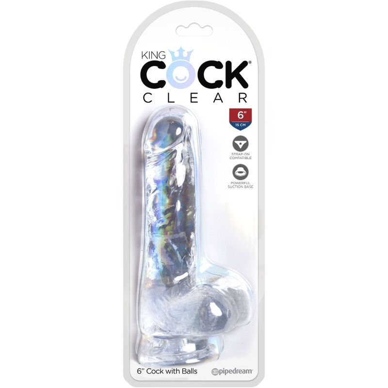 KING COCK - CLEAR PENE REALISTICO CON SFERE 13.5 CM TRASPARENTE - KING COCK | Lingerie Harness Boutique