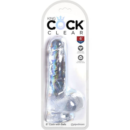 KING COCK - CLEAR PENE REALISTICO CON SFERE 13.5 CM TRASPARENTE - KING COCK | Lingerie Harness Boutique