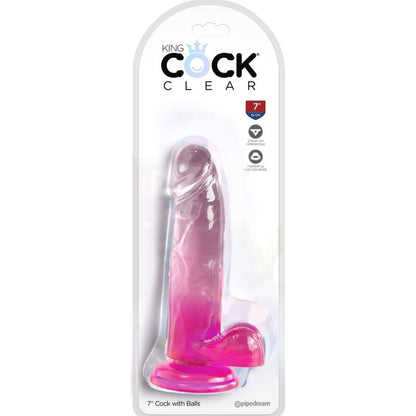 KING COCK - CLEAR REALISTIC PENIS WITH BALLS 15.2 CM PINK