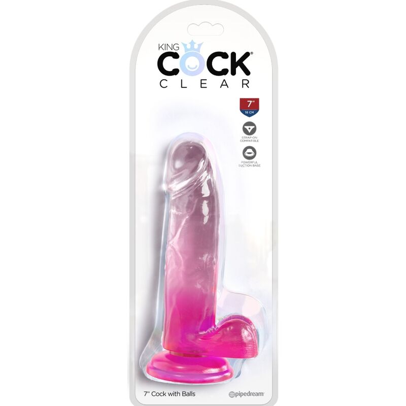 KING COCK - CLEAR PENE REALISTICO CON SFERE 15.2 CM ROSA - KING COCK | Lingerie Harness Boutique