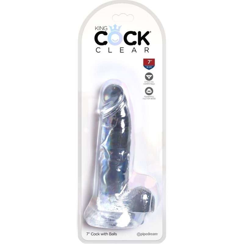 KING COCK - CLEAR PENE REALISTICO CON SFERE 15.2 CM TRASPARENTE - KING COCK | Lingerie Harness Boutique