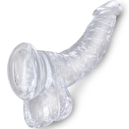 KING COCK - CLEAR REALISTIC CURVED PENIS WITH BALLS 16.5 CM TRANSPARENT