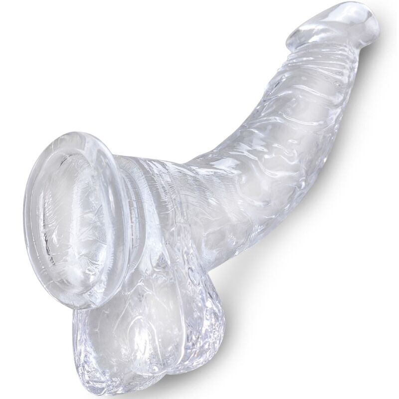 KING COCK - CLEAR PENE CURVO REALISTICO CON SFERE 16.5 CM TRASPARENTE - KING COCK | Lingerie Harness Boutique