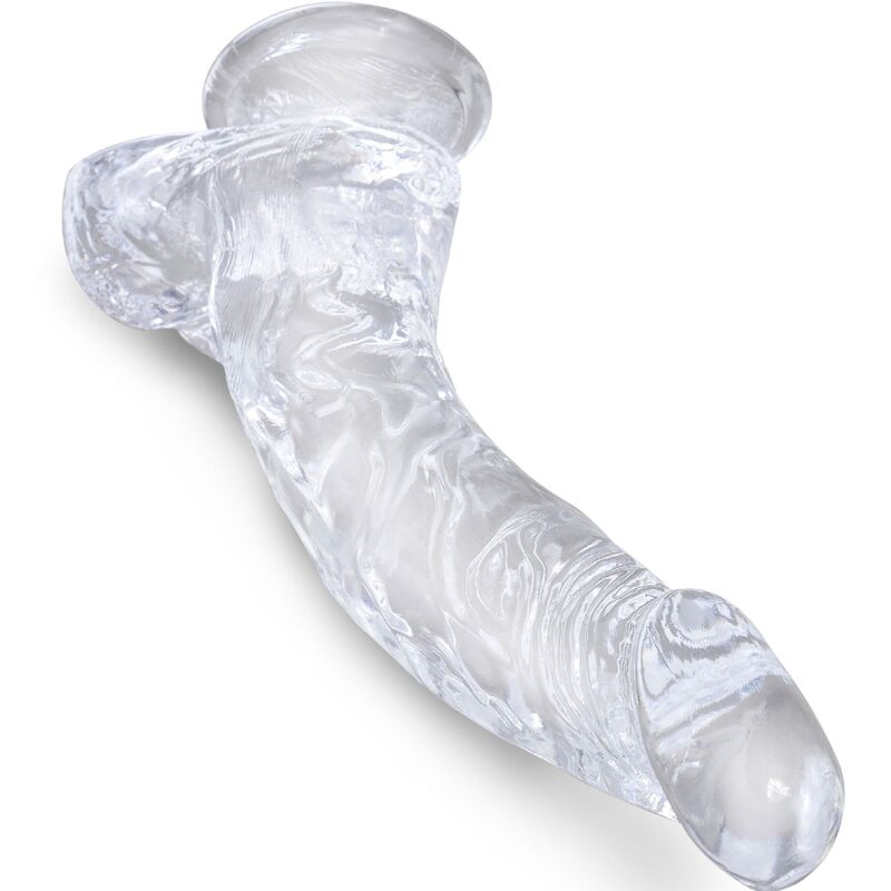 KING COCK - CLEAR PENE CURVO REALISTICO CON SFERE 16.5 CM TRASPARENTE - KING COCK | Lingerie Harness Boutique