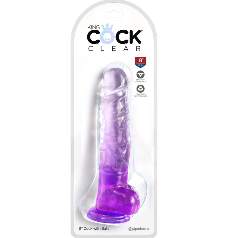 KING COCK - CLEAR PENE REALISTICO CON SFERE 16.5 CM VIOLA - KING COCK | Lingerie Harness Boutique