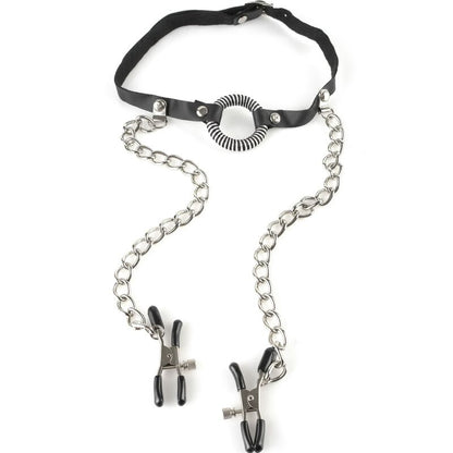 FETISH FANTASY SERIES - BAVAGLIO CON MORSETTI PER CAPEZZOLI - FETISH FANTASY SERIES | Lingerie Harness Boutique