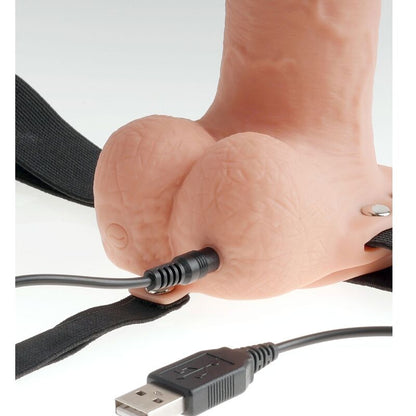 FETISH FANTASY SERIES - ADJUSTABLE HARNESS REALISTIC PENIS WITH RECHARGEABLE BALLS AND 23 CM VIBRATOR