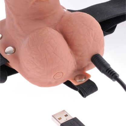 FETISH FANTASY SERIES - IMBRACATURA REGOLABILE PENE REALISTICO CON SFERE RICARICABILI E VIBRATORE 17,8 CM - FETISH FANTASY SERIES | Lingerie Harness Boutique