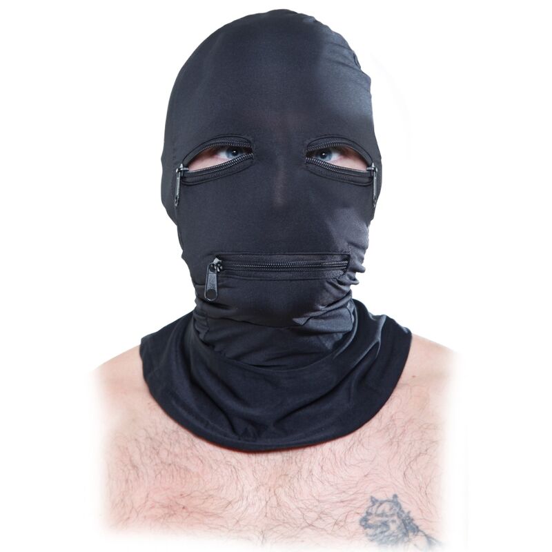 FETISH FANTASY SERIES - BLACK ZIPPER HOOD