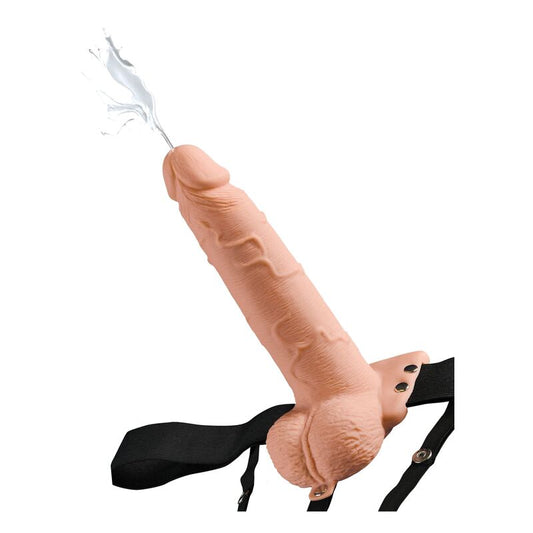 FETISH FANTASY SERIES - ADJUSTABLE HARNESS REALISTIC PENIS WITH SQUIRTING BALLS 19 CM