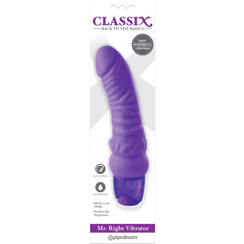 CLASSIX - VIBRATING DILDO MR. RIGHT MULTI-SPEED 15.5 CM PURPLE