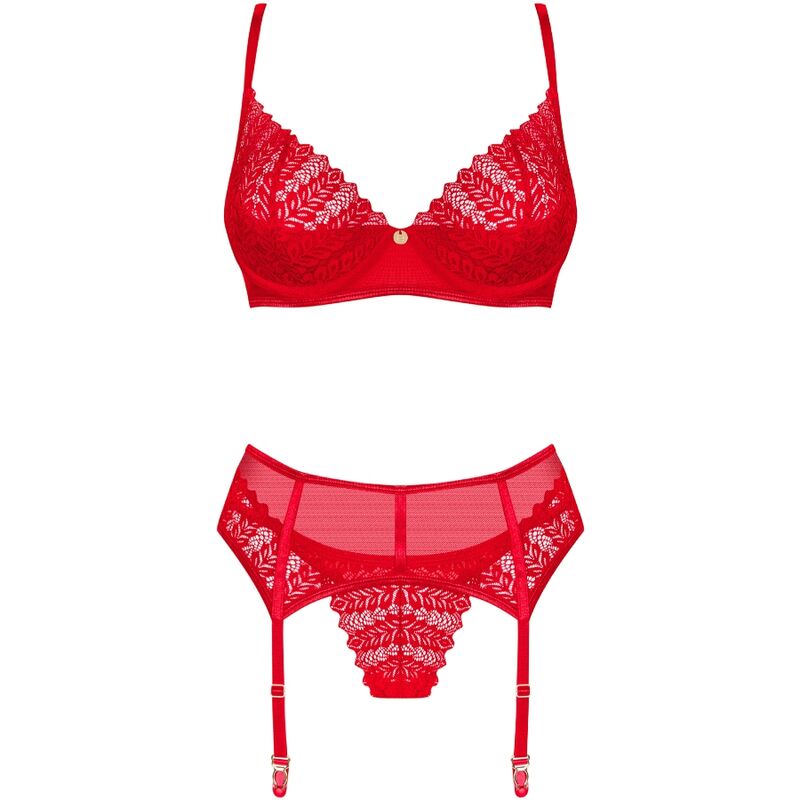 OBSESSIVE - INGRIDIA TWO PIECE SET WITHOUT STAND RED XL/XXL