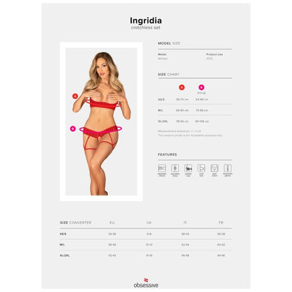 OBSESSIVE - INGRIDIA TWO PIECE SET WITHOUT STAND RED XL/XXL