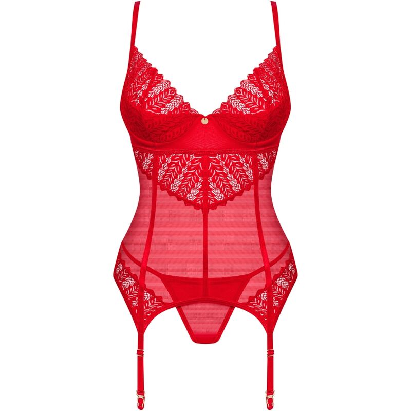 OBSESSIVE - CORSETTO E PERIZOMA INGRIDIA ROSSO XS/S