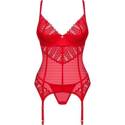 OBSESSIVE - CORSETTO E PERIZOMA INGRIDIA ROSSO XS/S