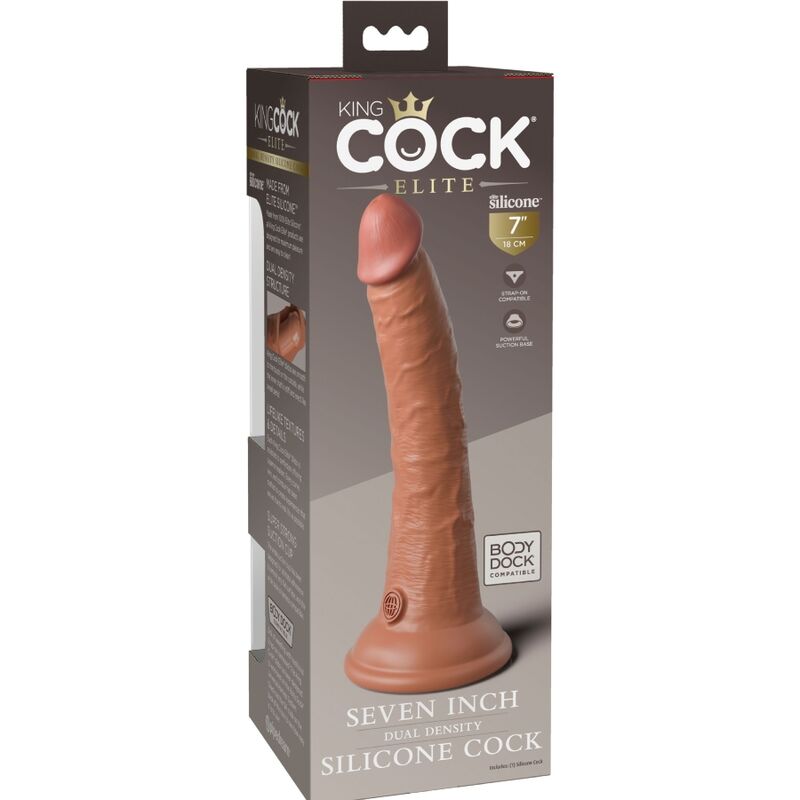 KING COCK - ELITE DILDO REALISTICO IN SILICONE 17.8 CM CARAMEL - KING COCK | Lingerie Harness Boutique