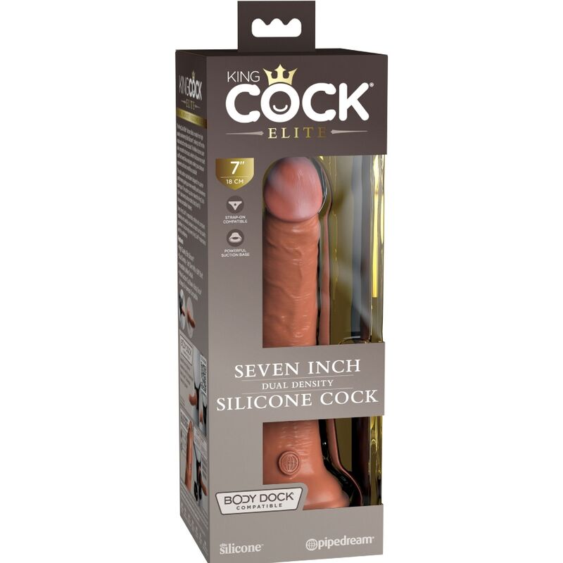 KING COCK - ELITE DILDO REALISTICO IN SILICONE 17.8 CM CARAMEL - KING COCK | Lingerie Harness Boutique