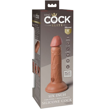 KING COCK - ELITE DILDO REALISTIC VIBRATING AND SILICONE 15.2 CM CARAMEL