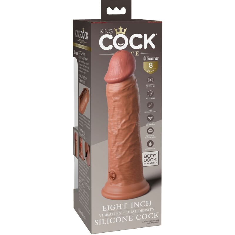 KING COCK - ELITE DILDO REALISTIC VIBRATING AND SILICONE 20.3 CM CARAMEL