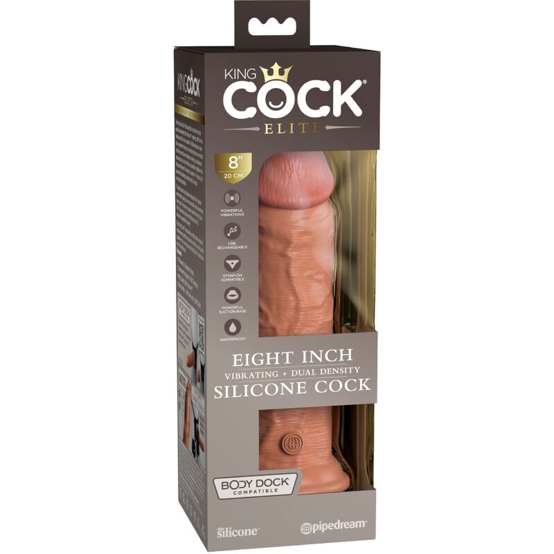 KING COCK - ELITE DILDO REALISTICO VIBRANTE E SILICONE 20.3 CM CARAMEL - KING COCK | Lingerie Harness Boutique
