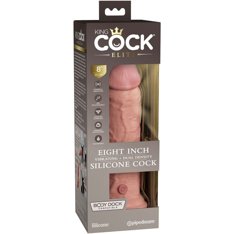 KING COCK - ELITE DILDO REALISTIC VIBRATING AND SILICONE 20.3 CM