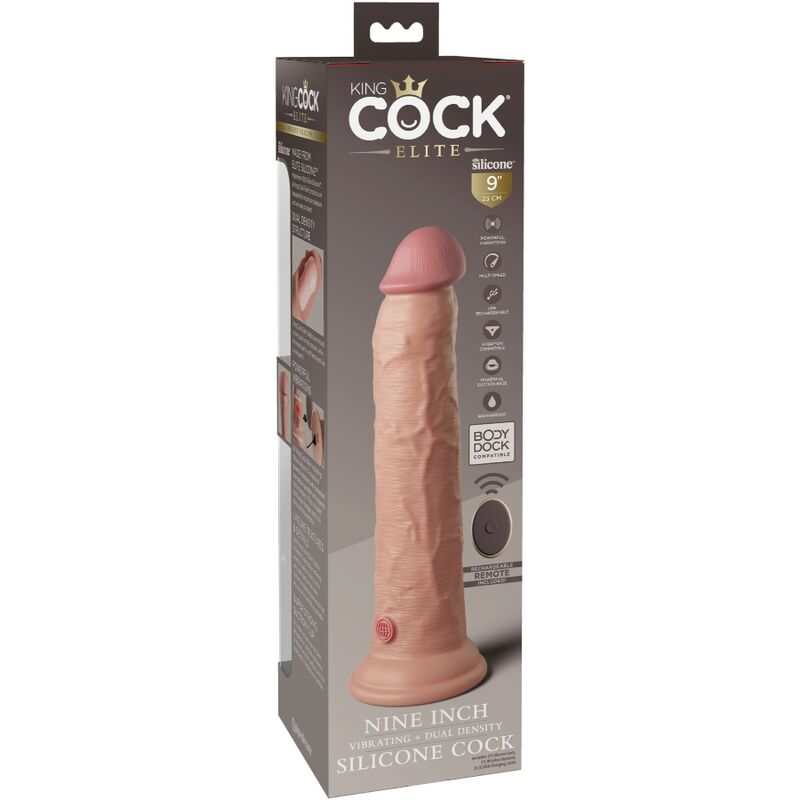 KING COCK - ELITE VIBRATORE DILDO REALISTICO E TELECOMANDO IN SILICONE 23 CM - KING COCK | Lingerie Harness Boutique