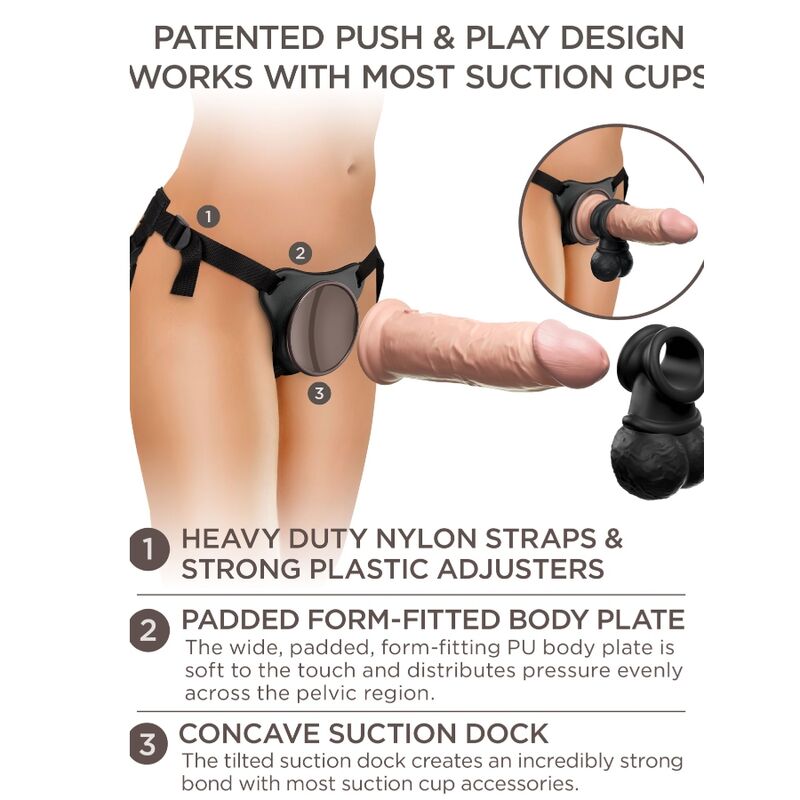 KING COCK - ELITE DELUXE ADJUSTABLE HARNESS KIT WITH TESTICLES RING AND 20.3 CM DILDO