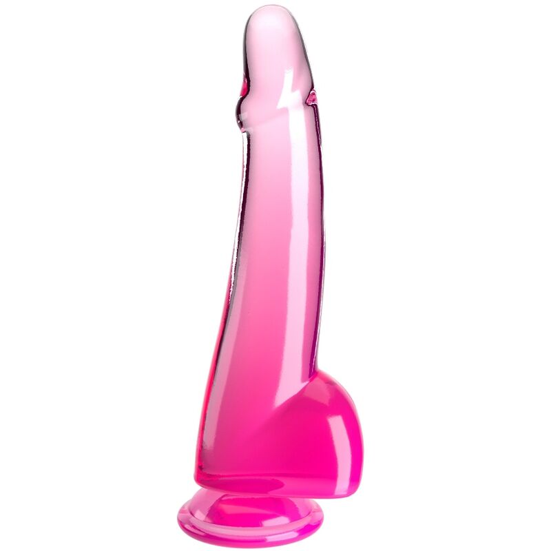 KING COCK - CLEAR DILDO CON TESTICOLI 19 CM ROSA - KING COCK | Lingerie Harness Boutique