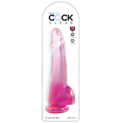 KING COCK - CLEAR DILDO CON TESTICOLI 19 CM ROSA - KING COCK | Lingerie Harness Boutique