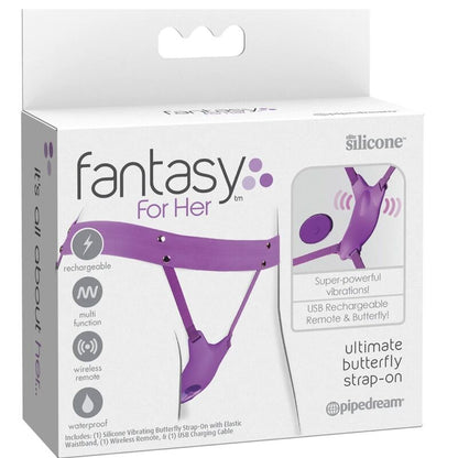 FANTASY FOR HER - RECHARGEABLE VIBRATING BUTTERFLY HARNESS WITH REMOTE CONTROL PURPLE