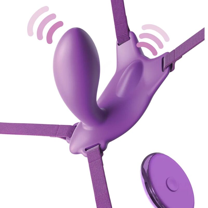 FANTASY FOR HER - G-SPOT BUTTERFLY HARNESS WITH VIBRATOR, RECHARGEABLE AND REMOTE CONTROL PURPLE