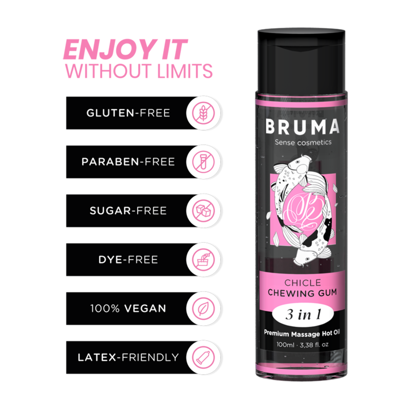 BRUMA - PREMIUM MASSAGE OIL HEAT EFFECT RUBBER FLAVOUR 3 IN 1 - 100 ML