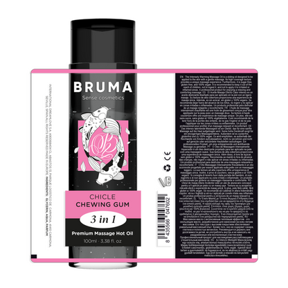 BRUMA - OLIO DA MASSAGGIO PREMIUM EFFETTO CALORE SAPORE GOMMA 3 IN 1 - 100 ML - BRUMA | Lingerie Harness Boutique