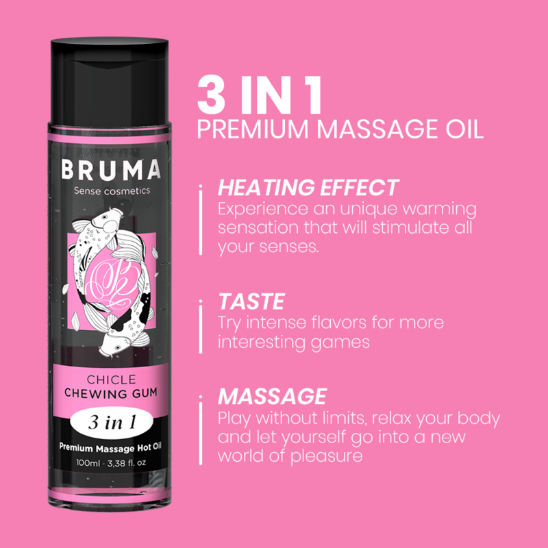 BRUMA - PREMIUM MASSAGE OIL HEAT EFFECT RUBBER FLAVOUR 3 IN 1 - 100 ML