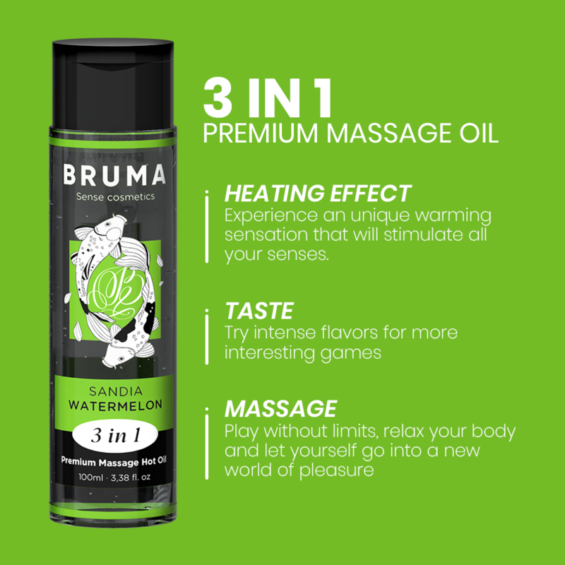 BRUMA - PREMIUM MASSAGE OIL HEAT EFFECT WATERMELON FLAVOUR 3 IN 1 - 100 ML