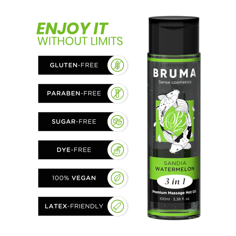 BRUMA - PREMIUM MASSAGE OIL HEAT EFFECT WATERMELON FLAVOUR 3 IN 1 - 100 ML