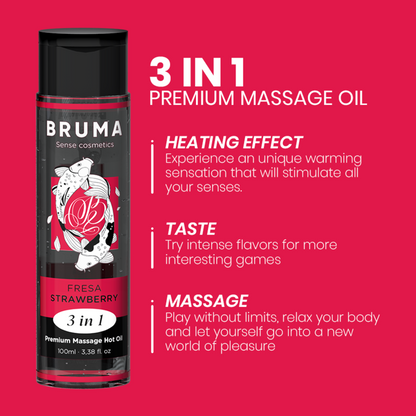 BRUMA - PREMIUM MASSAGE OIL HEAT EFFECT STRAWBERRY FLAVOUR 3 IN 1 - 100 ML