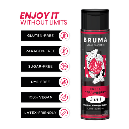 BRUMA - PREMIUM MASSAGE OIL HEAT EFFECT STRAWBERRY FLAVOUR 3 IN 1 - 100 ML