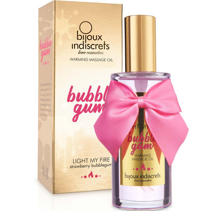 BIJOUX - INDISCRETS LIGHT MY FIRE OLIO DA MASSAGGIO EFFETTO CALORE GUSTO GOMMA - BIJOUX LOVE COSMETIQUES | Lingerie Harness Boutique