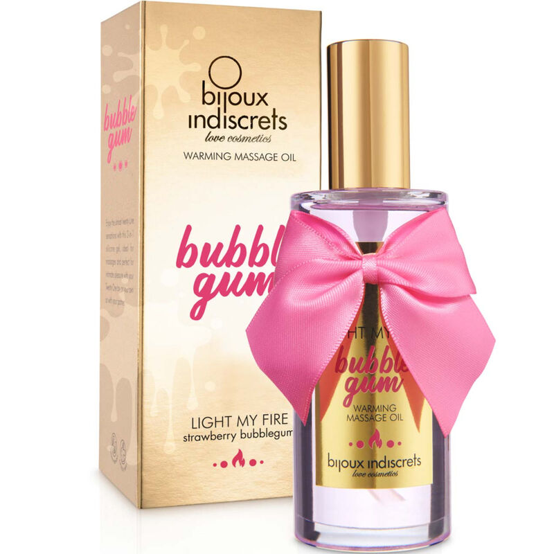 BIJOUX - INDISCRETS LIGHT MY FIRE OLIO DA MASSAGGIO EFFETTO CALORE GUSTO GOMMA - BIJOUX LOVE COSMETIQUES | Lingerie Harness Boutique