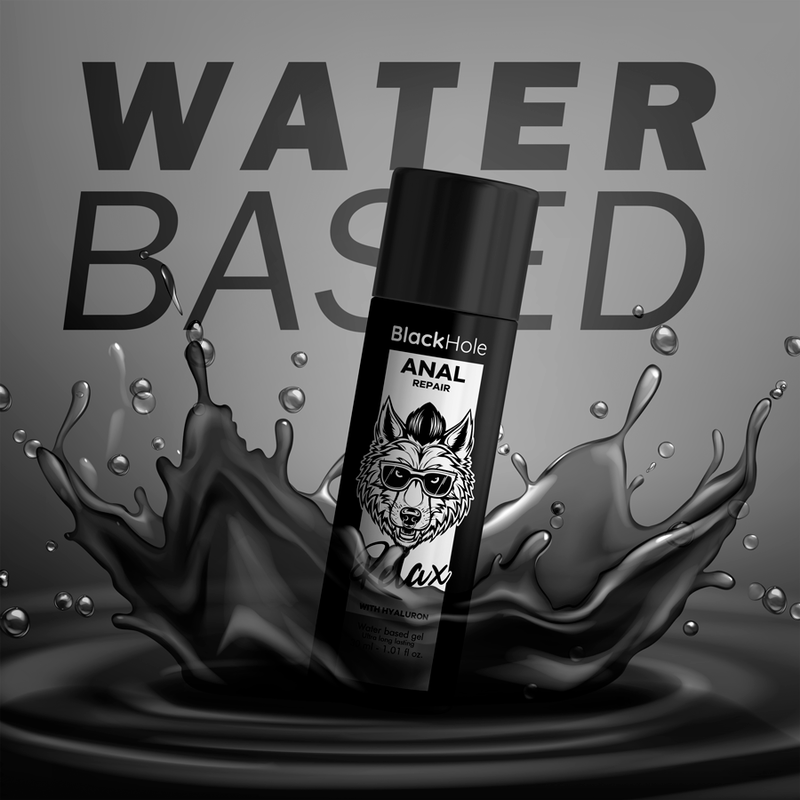 BLACK HOLE - RIPARATORE ANALE A BASE D'ACQUA RELAX CON IALURONICO 30 ML - BLACK HOLE | Lingerie Harness Boutique