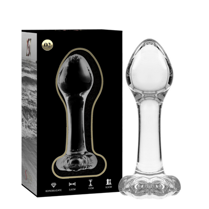 NEBULA SERIES BY IBIZA - MODELLO 2 PLUG ANALE VETRO BOROSILICATO TRASPARENTE 11 CM -O- 3.5 CM - NEBULA SERIES BY IBIZA | Lingerie Harness Boutique