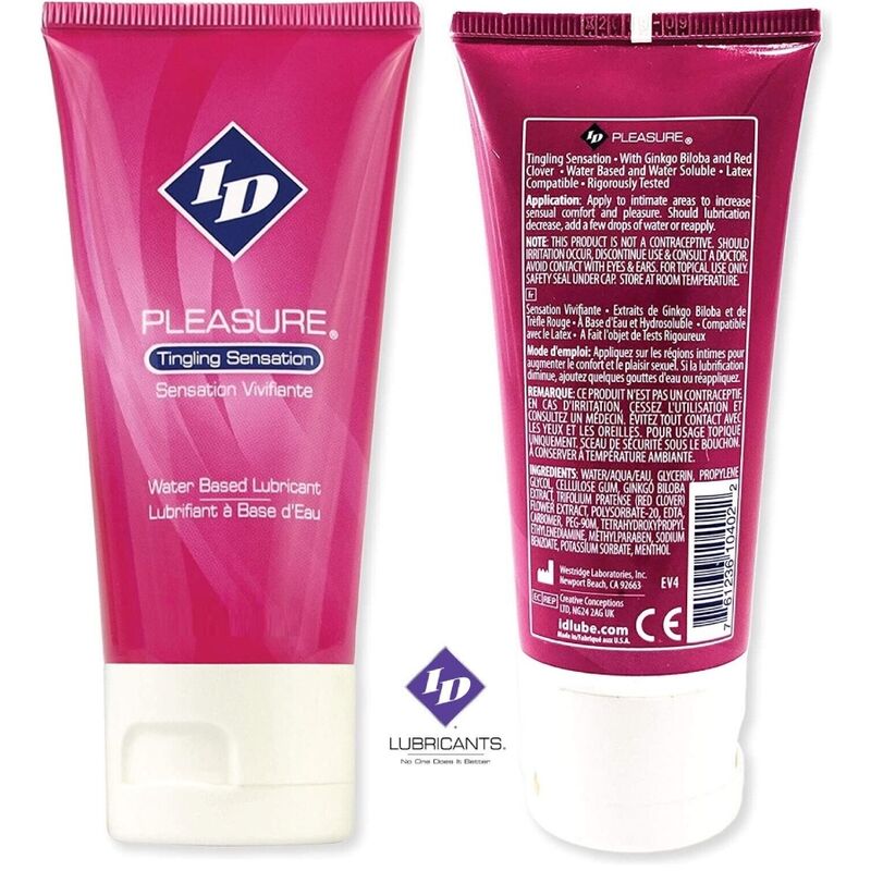 ID PLEASURE - LUBRIFICANTE A BASE ACQUA SENSAZIONE TINGENTE TUBO DA VIAGGIO 60 ML - ID PLEASURE | Lingerie Harness Boutique