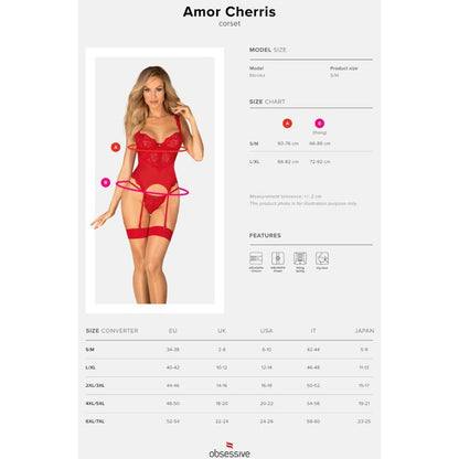 OBSESSIVE - AMOR CHERRIS CORSET AND THONG L/XL