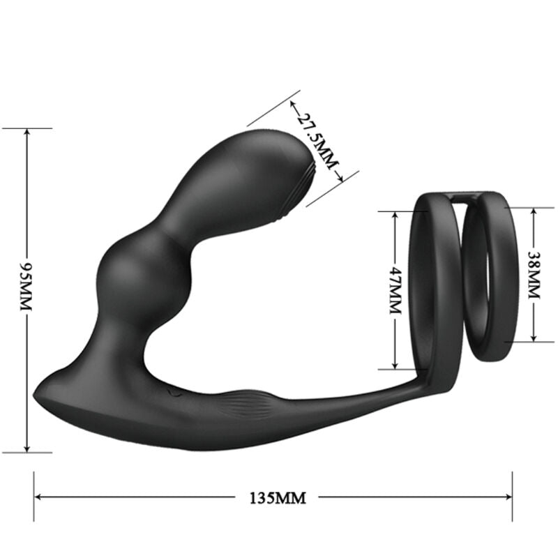 PRETTY LOVE - MARSHALL COCK RING WITH REMOTE CONTROL VIBRATING BUTT PLUG