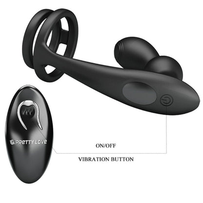 PRETTY LOVE - MARSHALL COCK RING WITH REMOTE CONTROL VIBRATING BUTT PLUG