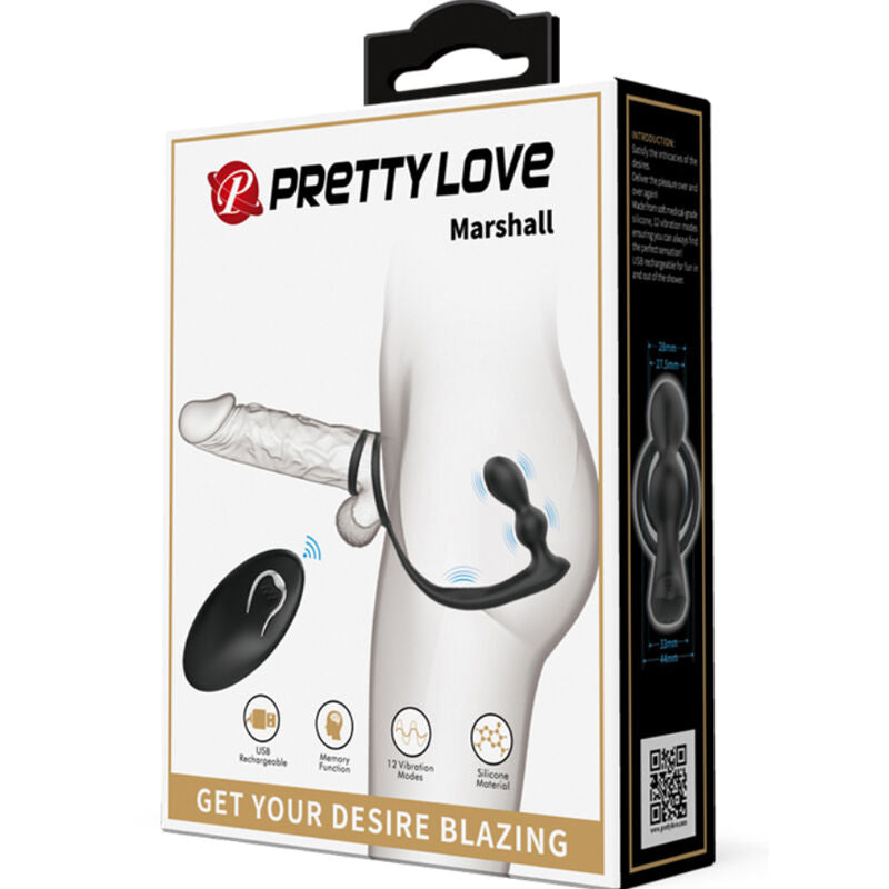 PRETTY LOVE - ANELLO PER PENE MARSHALL CON PLUG ANALE VIBRANTE CON TELECOMANDO - PRETTY LOVE MALE | Lingerie Harness Boutique